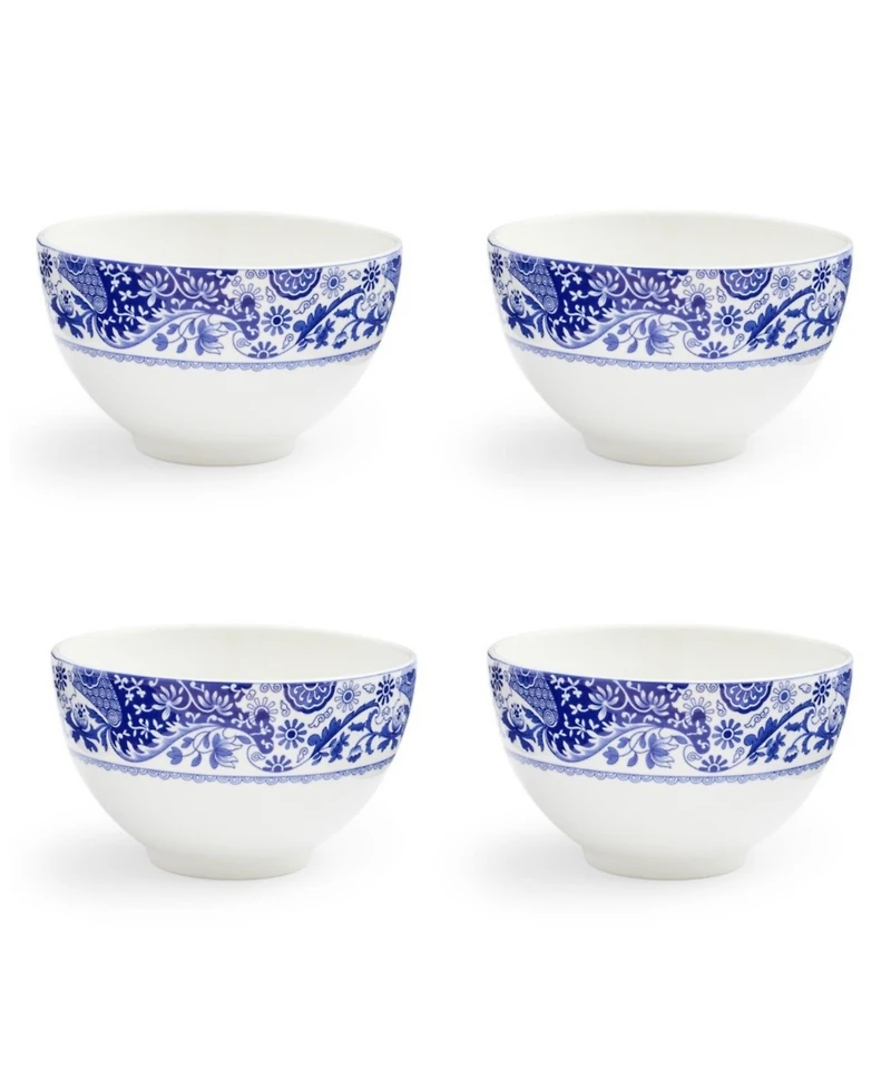 Spode Blue Italian Brocato Rice Bowls, Set of 4