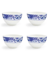 Spode Blue Italian Brocato Rice Bowls, Set of 4