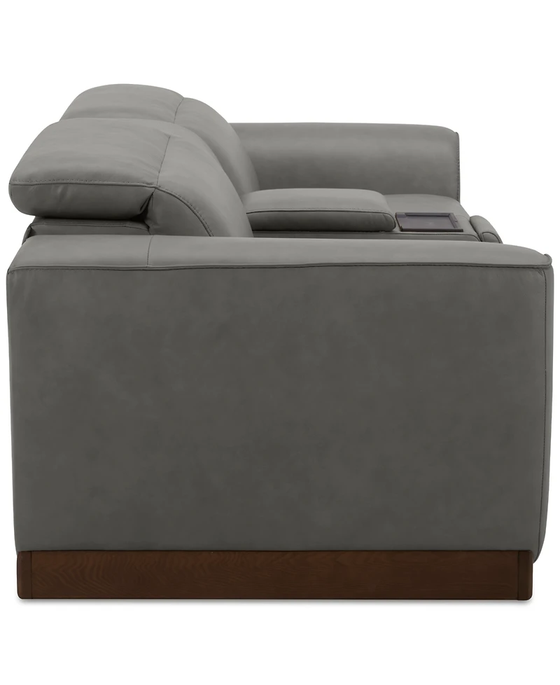 Lovro 3-Pc. Leather Sofa with 2 Power Motion Chairs & 1 Console, Created for Macy's