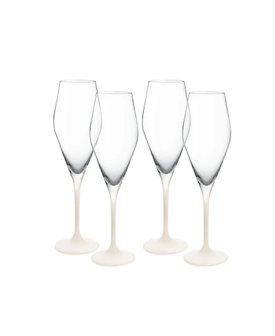 Villeroy Boch Manufacture Rock Blanc Flutes Glasses, Set of 4