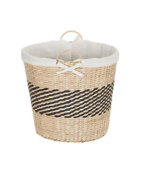 Household Essentials Woven Basket, Decorative Basket with Handles and Cotton Liner