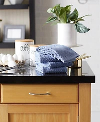 Design Imports Basic Terry Collection Waffle Dishtowel Set, 15x26", Solid Stonewash Blue, 4 Piece