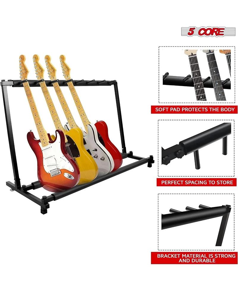 5 Core Guitar Rack Stand • 7 Multi Guitars Holder Storage Stands for Acoustic Electric and Bass Soporte Para Guitarra - GRack 7N1