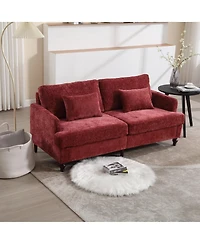 Simplie Fun Modern Chenille Fabric Loveseat, 2-Seat Upholstered Loveseat Sofa Modern Couch