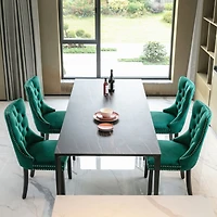 Contemporary Green Velvet Dining Chair Set