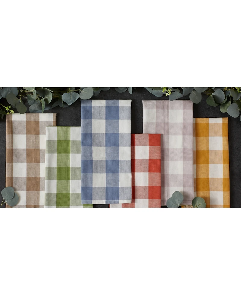 Design Imports Buffalo Check Kitchen Collection, Classic Farmhouse Dishtowel Set, 20x30", Antique Green, 3 Piece