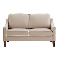 Simplie Fun Velvet Loveseat Sofa with Wooden Legs, Taupe