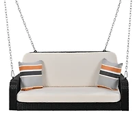Streamdale White and Gray 2-Seater Wicker Porch Swing