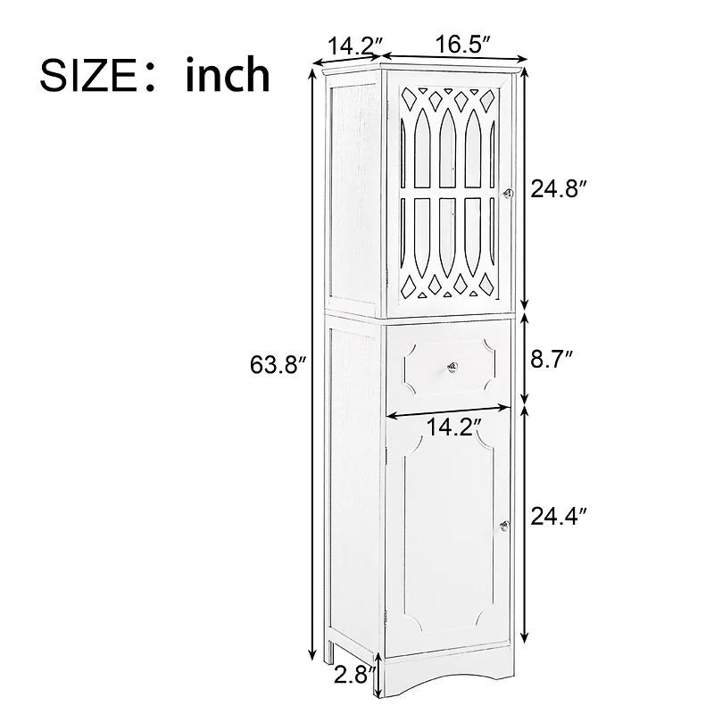Streamdale Freestanding White Bathroom Cabinet