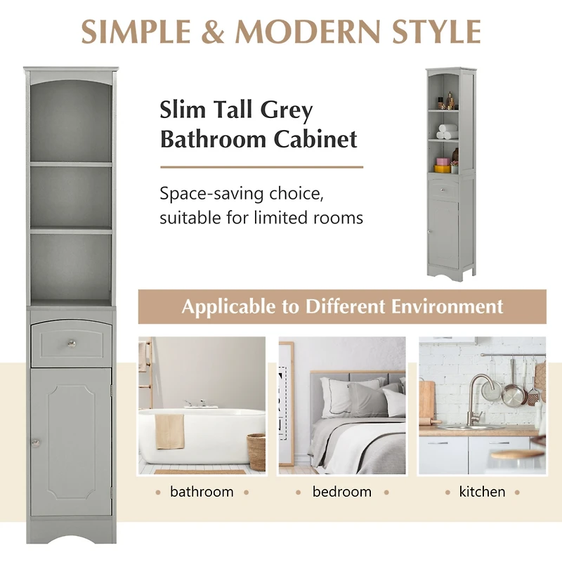 Freestanding Bathroom Cabinet with Drawer and Adjustable Shelf