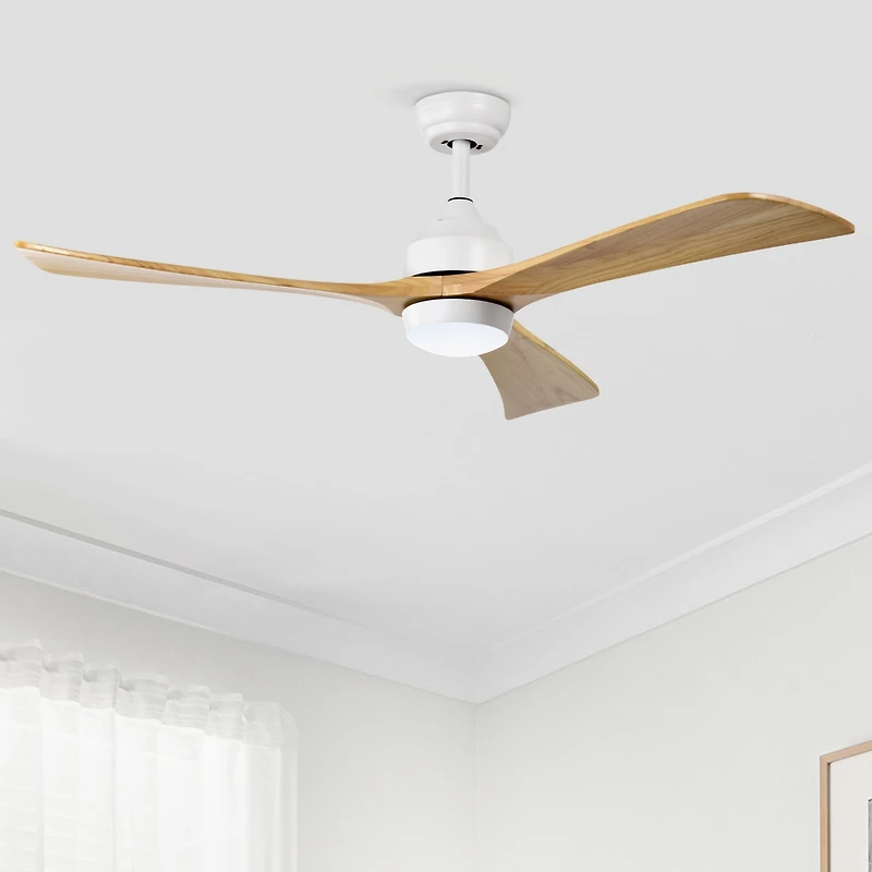 Streamdale 52" Ceiling Fan with Remote Control, 6 Speeds (White/Natural)