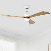 Streamdale 52" Ceiling Fan with Remote Control, 6 Speeds (White/Natural)