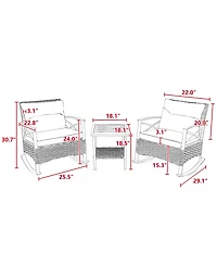 Streamdale 3-Piece Outdoor Rattan Rocking Chair Set (Grey)
