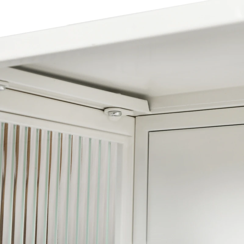 Streamdale Modern Glass Door Wall Cabinet with Three-tier Storage