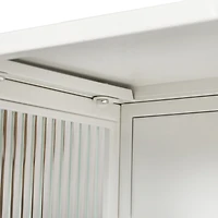 Streamdale Modern Glass Door Wall Cabinet with Three-tier Storage