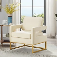 Simplie Fun Gold Metal Base Velvet Upholstered Accent Chair
