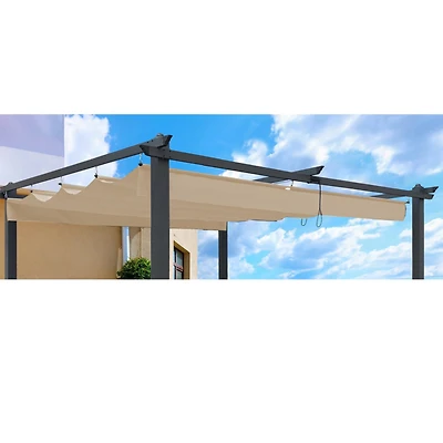 13x10FT Outdoor Patio Retractable Pergola Sun-Shelter Canopy-Khaki Cover
