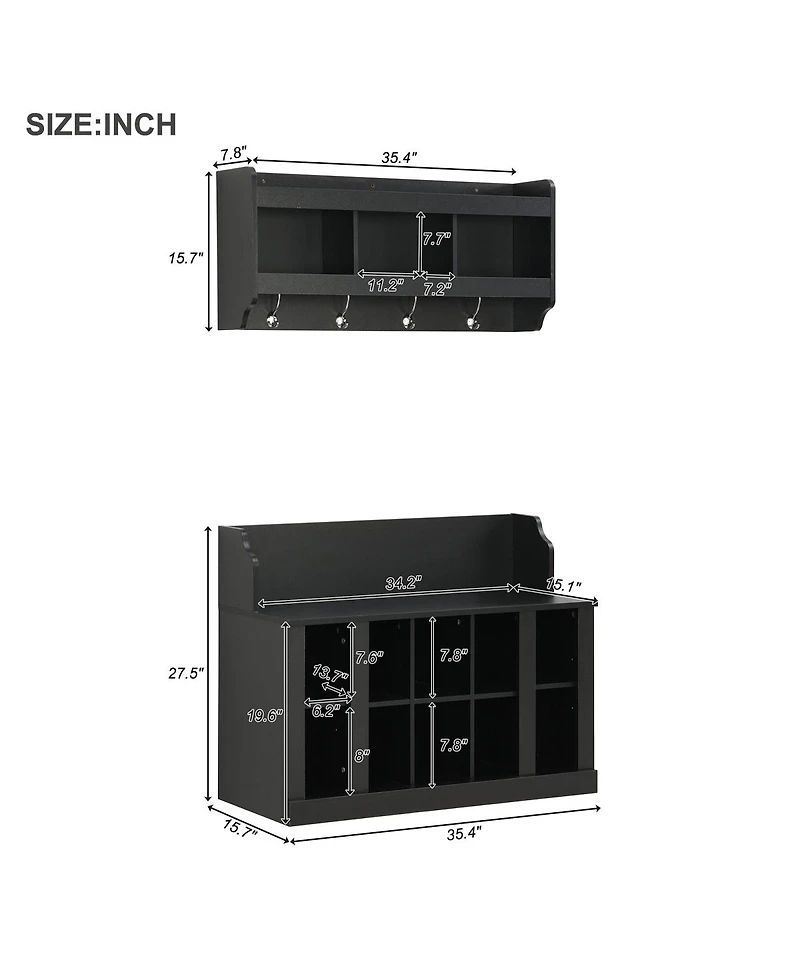 Simplie Fun Elegant White Shoe Storage Bench With Coat Rack