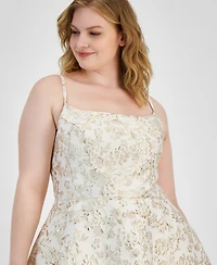 B Darlin Trendy Plus Scoop-Neck Jacquard Dress