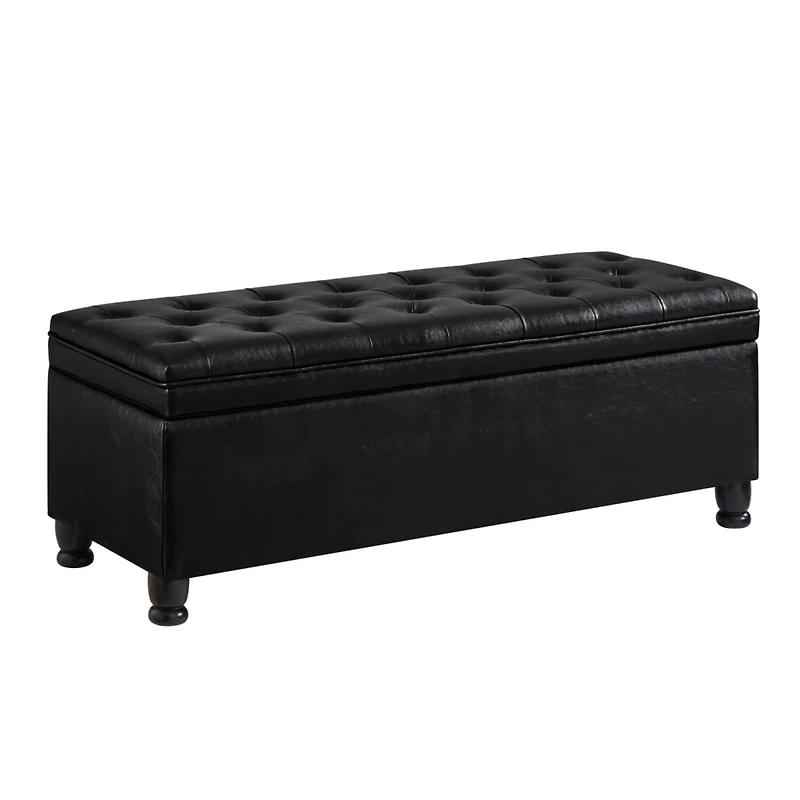 Simplie Fun Black Faux Leather Storage Bench
