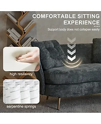 Streamdale Grey Polyester Loveseat with Golden Metal Legs