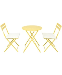 Streamdale 3 Pieces Patio Bistro Balcony Metail Chair Table Set-Yellow