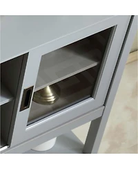 Sideboard Buffet Table With Doors, Grey