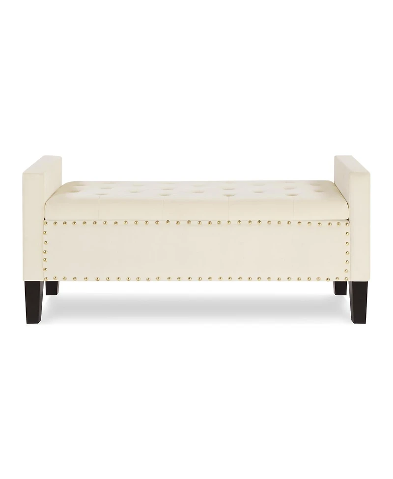 Streamdale Furniture Cream Upholstered Storage Bench with Tufted Seat