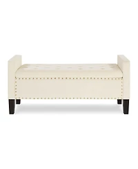 Streamdale Furniture Cream Upholstered Storage Bench with Tufted Seat
