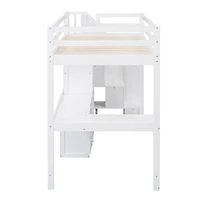 Streamdale Twin Loft Bed with Desk, Storage, and Staircase White