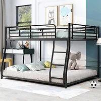 Simplie Fun Metal Floor Bunk Bed, Full Xl Over Queen