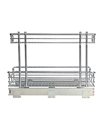 Household Essentials Glidez Multipurpose Chrome-Plated Steel Pull-Out/Slide-Out Storage Organizer for Under Sink or Under Cabinet 2-Tier Design