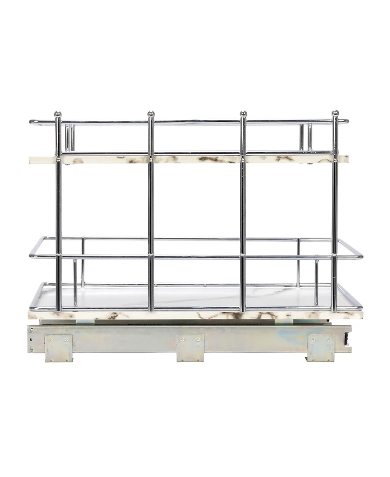 Household Essentials Glidez Chrome-Plated Steel and Faux Marble Pull-Out/Slide-Out Storage Organizer for Under Sink or Cabinet 2-Tier Design