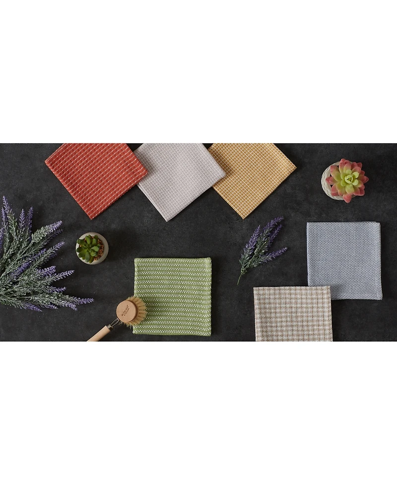 Design Imports Everyday Kitchen Collection Assorted Dishcloth Set, 12x12", Antique Green, 5 Count