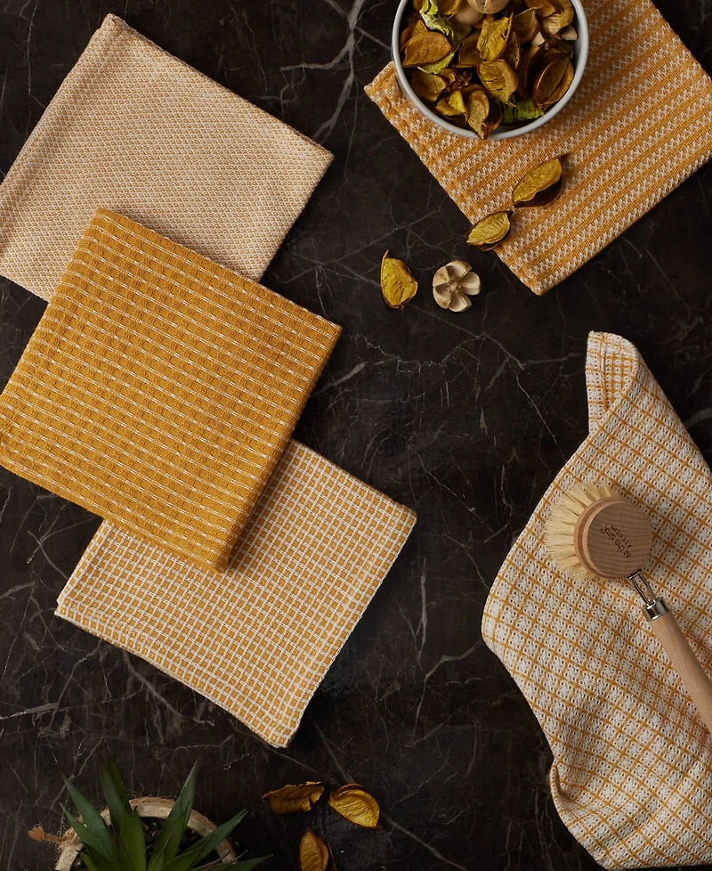 Design Imports Everyday Kitchen Collection Assorted Dishcloth Set, 12x12", Honey Gold, 5 Count