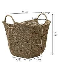 Household Essentials Natural Seagrass Basket with Handles
