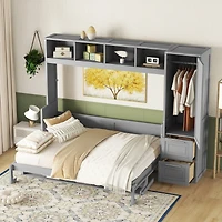 Queen Size Murphy Bed Wall Bed With Closet And Drawers