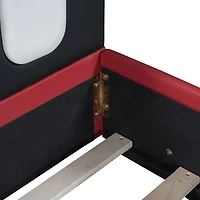 Simplie Fun Twin Race Car-Shaped Platform Bed With Wheels, Yellow