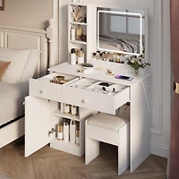 Streamdale Makeup Vanity Desk with Lighted Mirror & Drawers