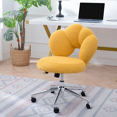 Simplie Fun 360 Swivel Height Adjustable, Swivel Chair, Teddy Fabric, Home Office Chair
