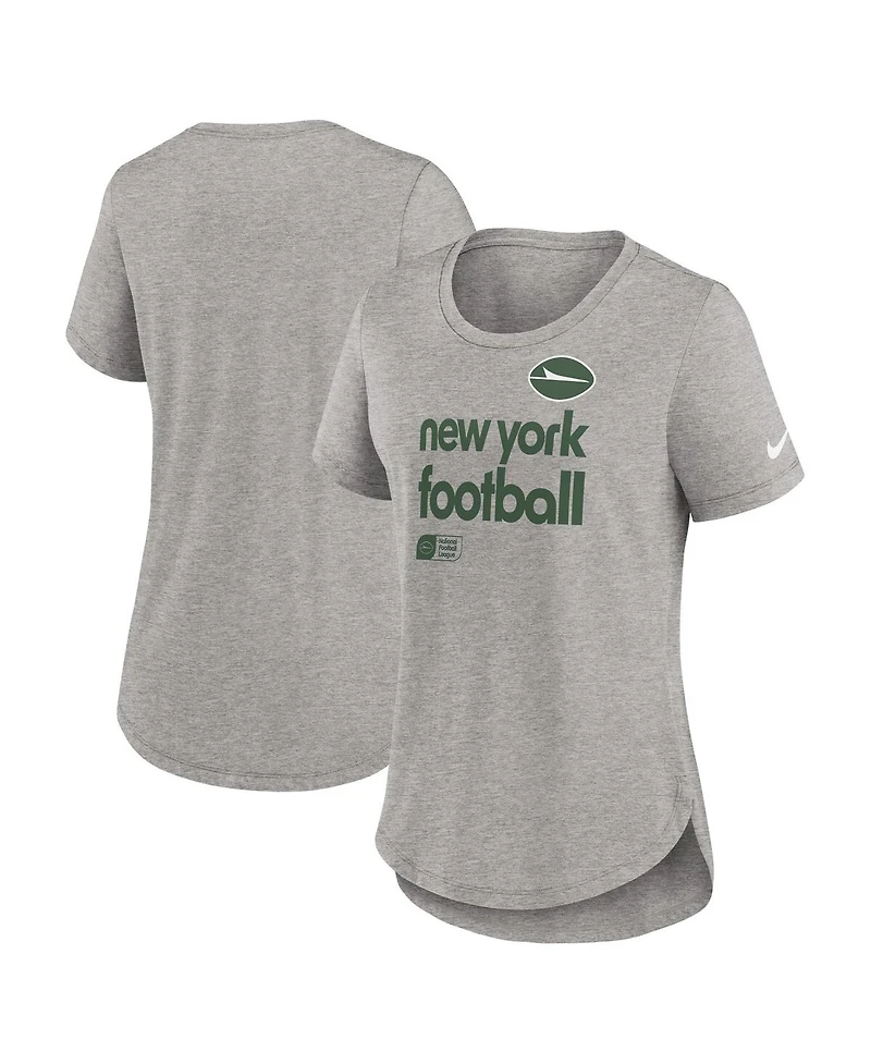Nike Women's Heather Charcoal New York Jets Fashion Tri-Blend T-Shirt