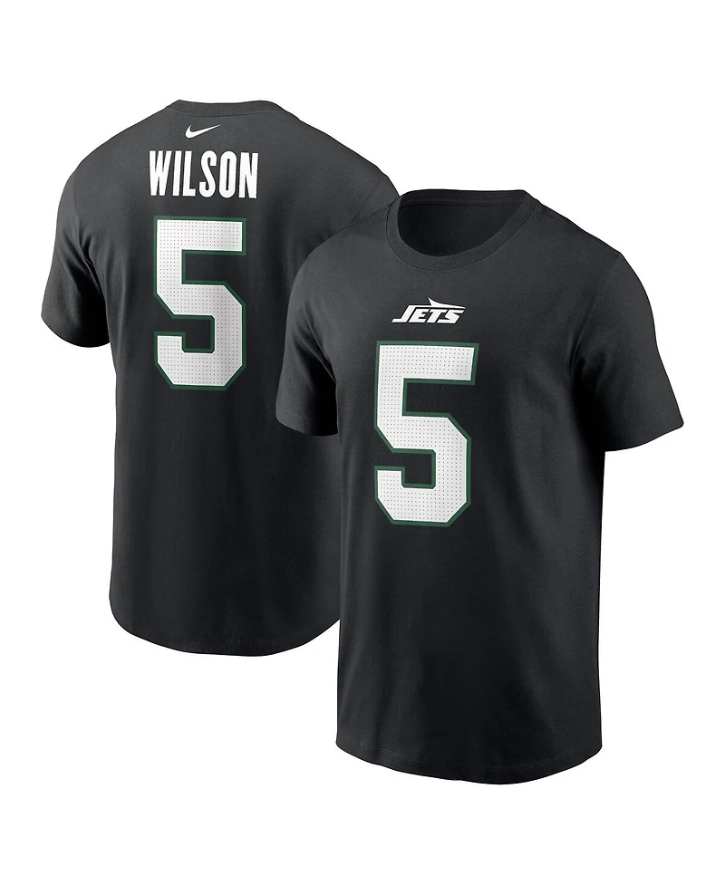 Nike Men's Garrett Wilson Black New York Jets Name Number T-Shirt