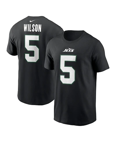 Nike Men's Garrett Wilson Black New York Jets Name Number T-Shirt
