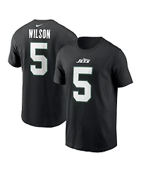 Nike Men's Garrett Wilson Black New York Jets Name Number T-Shirt