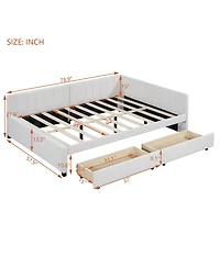 Simplie Fun Yellow Upholstered Daybed with Storage Drawers & No Box Spring Needed