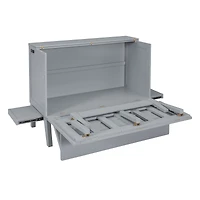 Simplie Fun Full Murphy Bed With Usb Port And Removable Shelves On Each Side, Gray