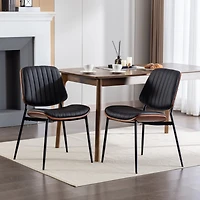 Streamdale Mid Century Modern Dining Chairs Set of 2 - Black Pu