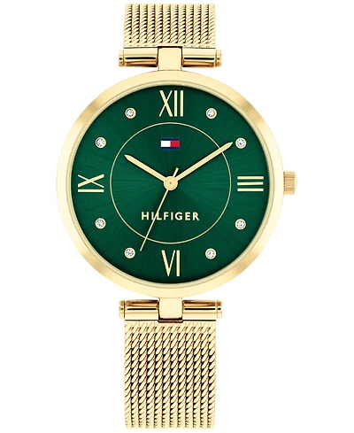 Tommy Hilfiger Women's Quartz Gold-Tone Stainless Steel Mesh Watch 34mm
