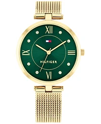Tommy Hilfiger Women's Quartz Gold-Tone Stainless Steel Mesh Watch 34mm