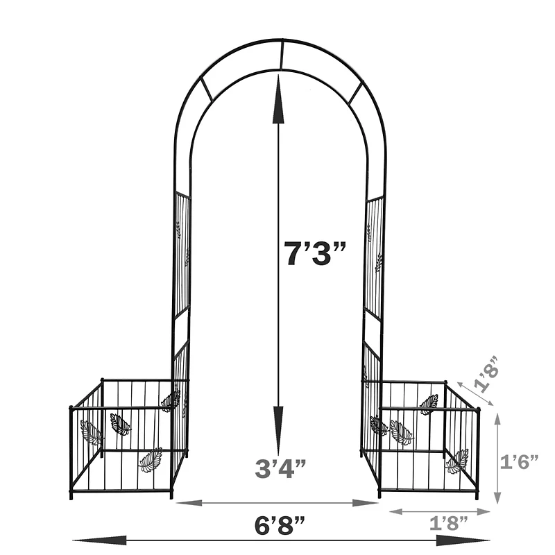Streamdale Outdoor Black Metal Garden Arbor Archway